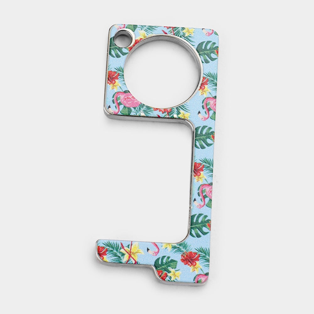 Floral Print Touchless Door Opener Button Push Tool