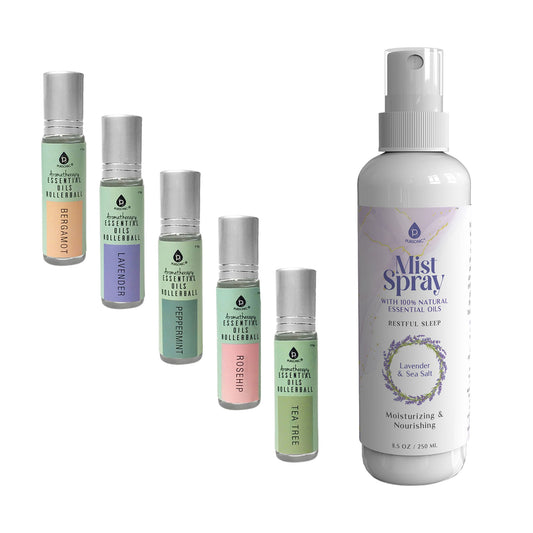 Pursonic Lavender & Sea Salt Mist Spray + 5-Pack Essential Oil Rollerball Set for Daily Wellness & Aromatherapy-0
