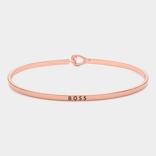 "Boss" Thin Brass Metal Hook Bracelet