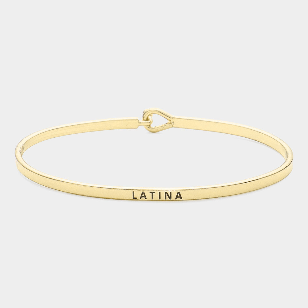 "Latina" Thin Brass Metal Hook Bracelet