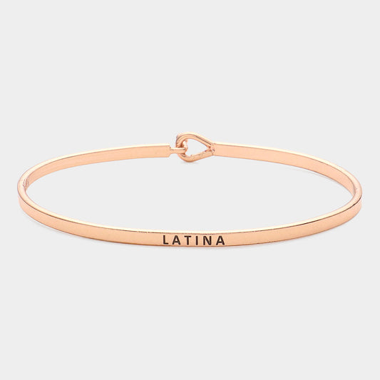 "Latina" Thin Brass Metal Hook Bracelet