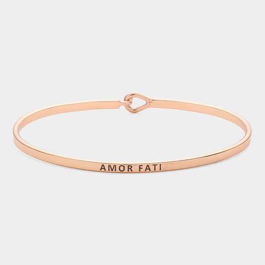 "Amor Fati" Thin Brass Metal Hook Bracelet