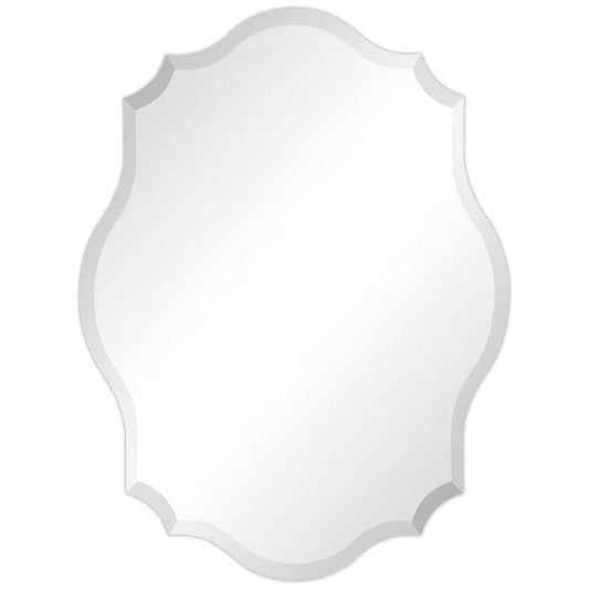 Modern Frameless 32 x 24 inch Scalloped Beveled Accent Bathroom Mirror-0