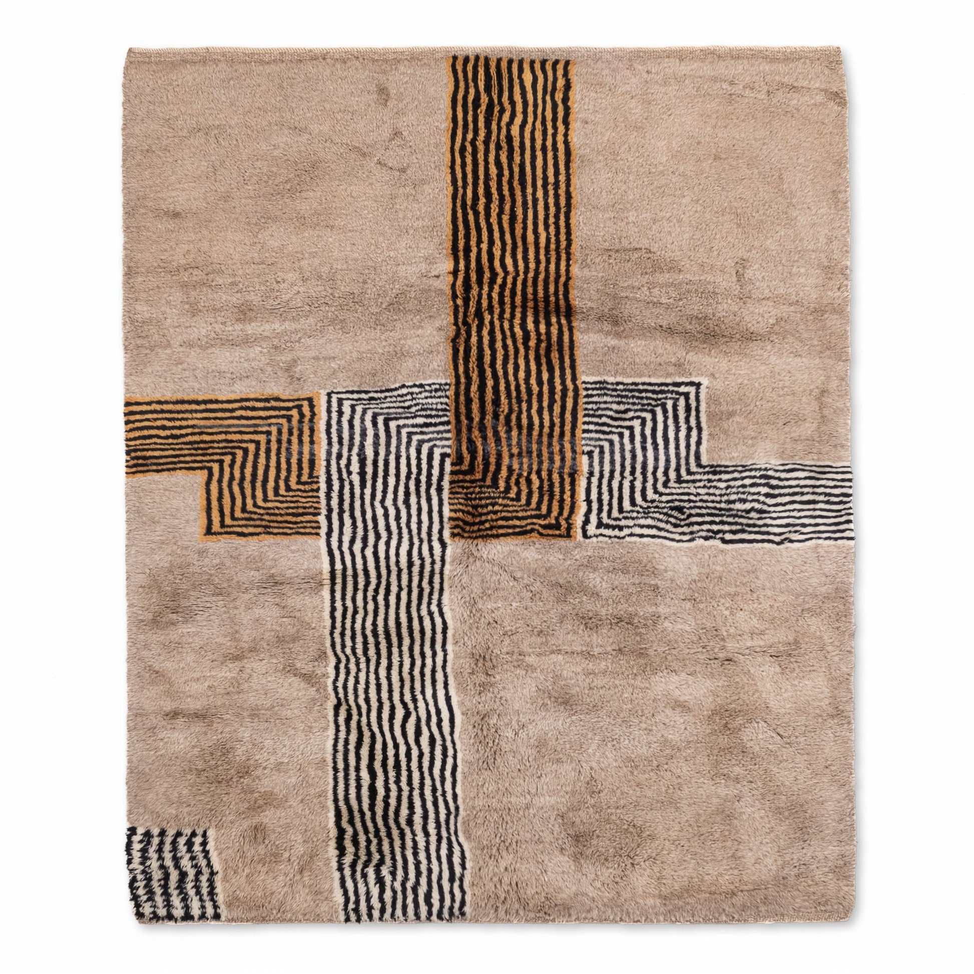 Crossing Lines - Luxury Shag Moroccan Rug-0