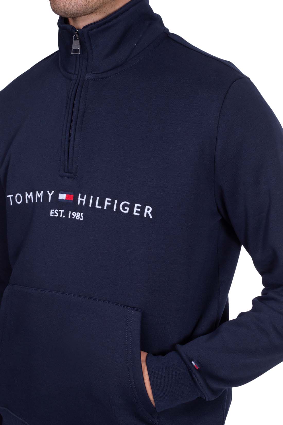 TOMMY HILFIGER - Men's relaxed sweatshirt with half zip  - Size XXL-12