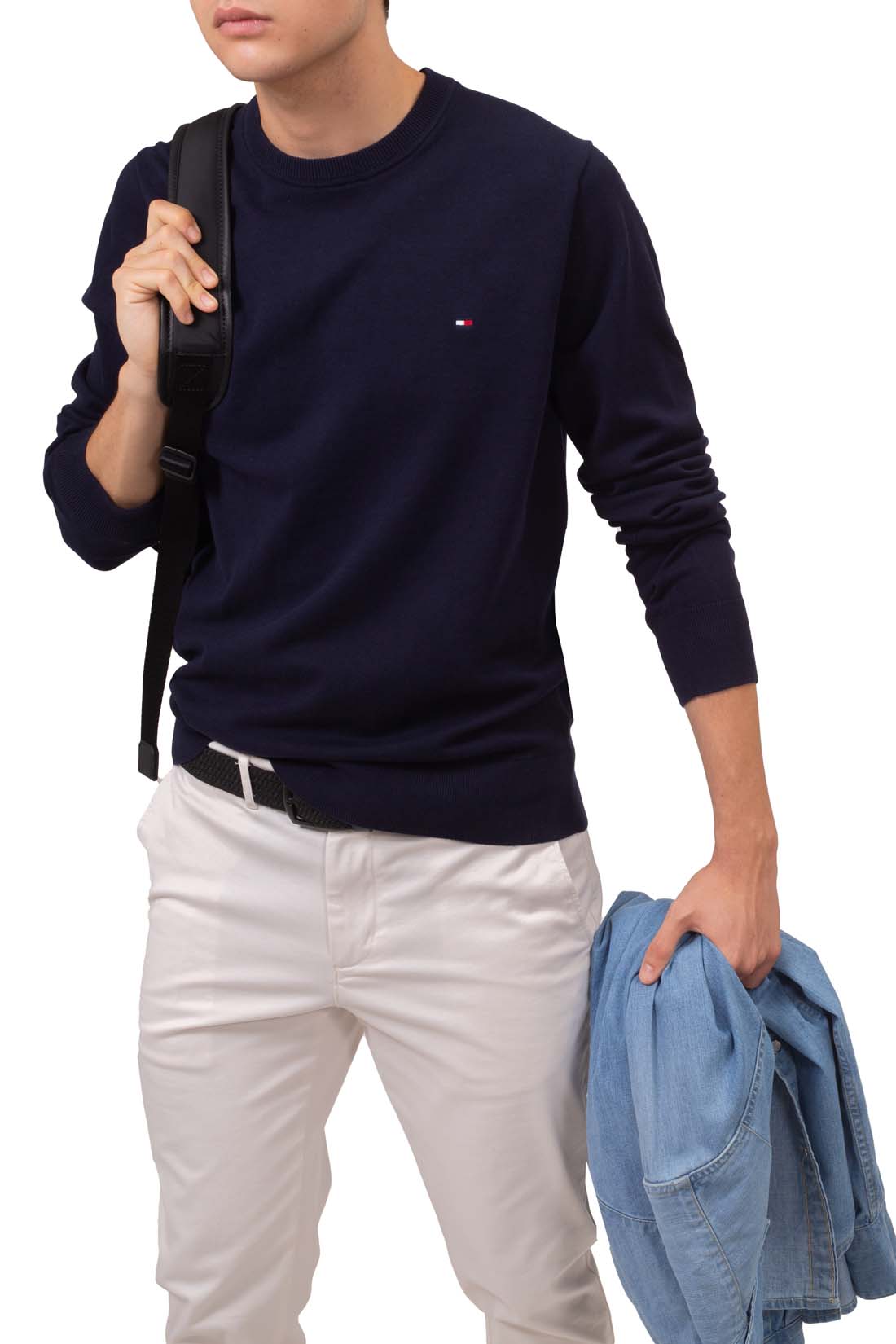 TOMMY HILFIGER - Men's basic regular pullover with flag embroidery  - Size XXL-27
