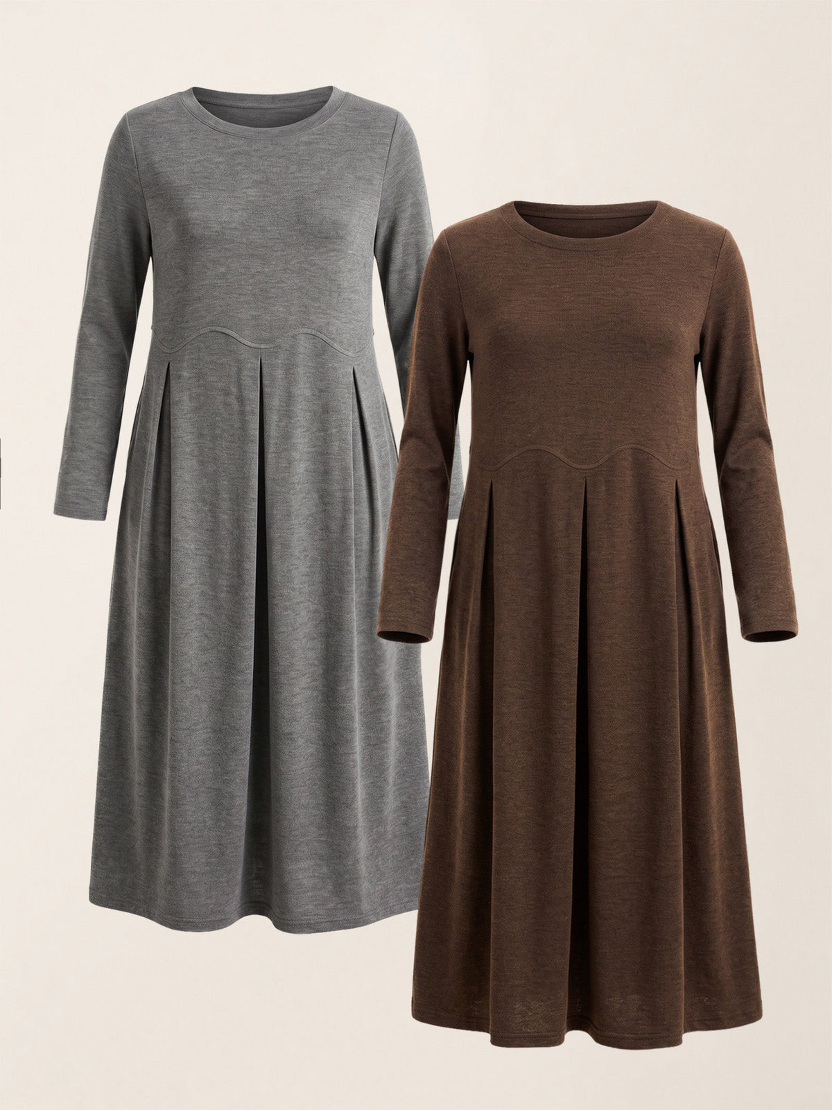 Wool Arc-Panel Sculpted Pleats Midi Dress CALISTA
