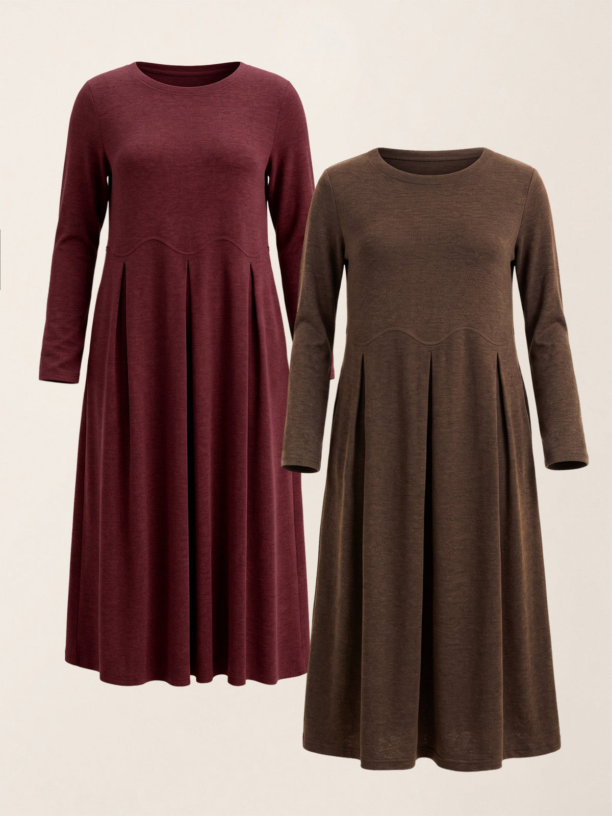Wool Arc-Panel Sculpted Pleats Midi Dress CALISTA