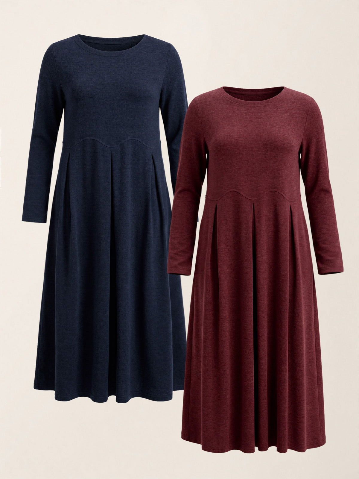 Wool Arc-Panel Sculpted Pleats Midi Dress CALISTA