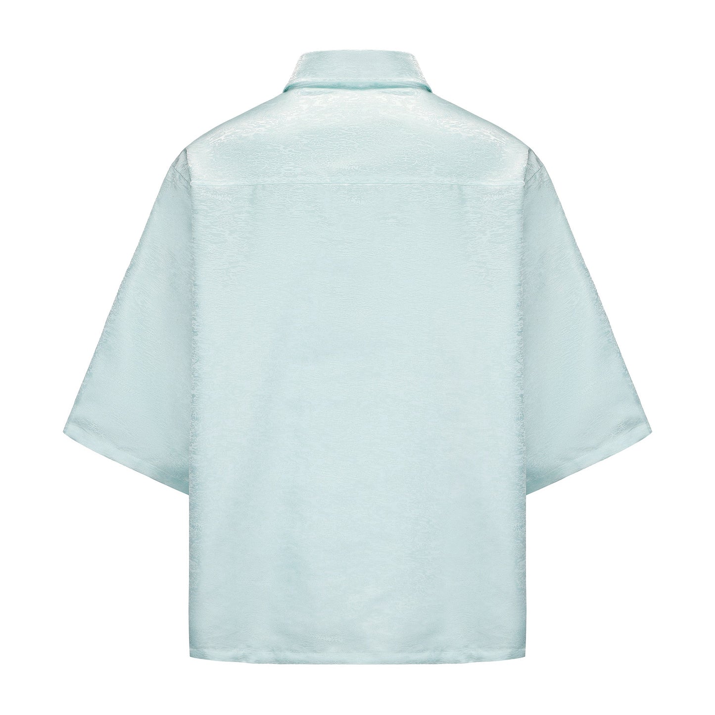 Dori Brocade Straight Collar Shirt Jade Blue