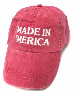 Made in Merica VintageWashed Baseball Cap in red