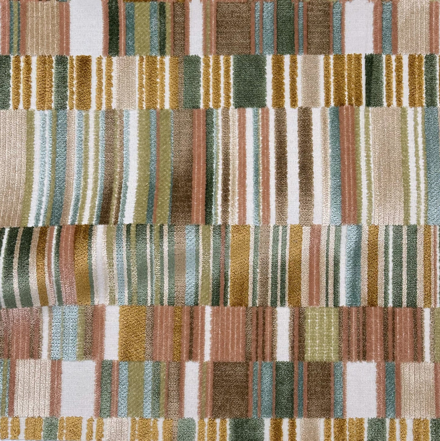 MADEIRA - GEOMETRIC CUT VELVET UPHOLSTERY FABRIC BY THE YARD