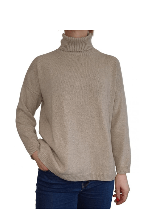Maglia Donna Over Collo Alto Cashmere Rigenerato