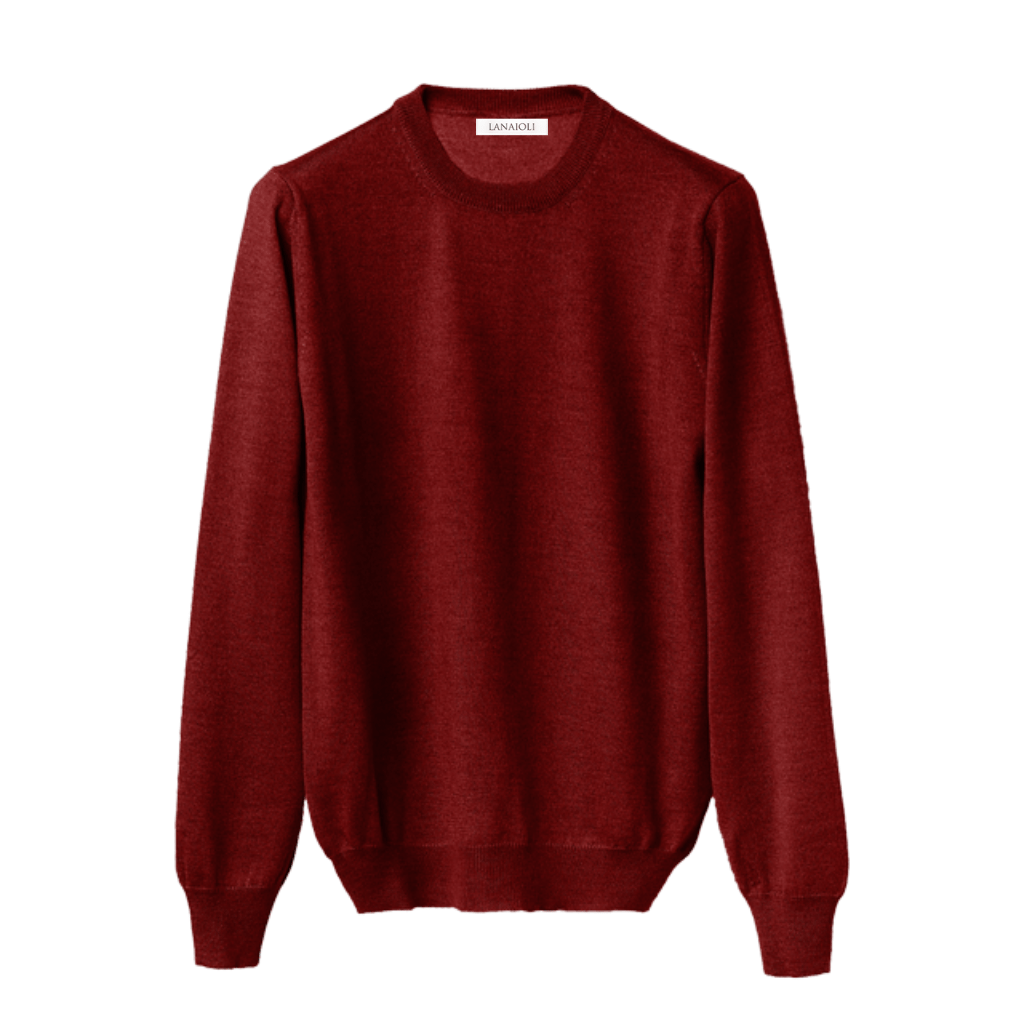 Men's Crew Neck Sweater in Cashmere, Silk and Extrafine Merino Wool Blend