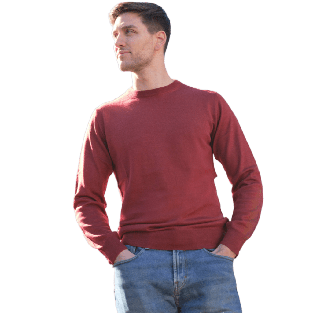 Men's Crew Neck Sweater in Cashmere, Silk and Extrafine Merino Wool Blend
