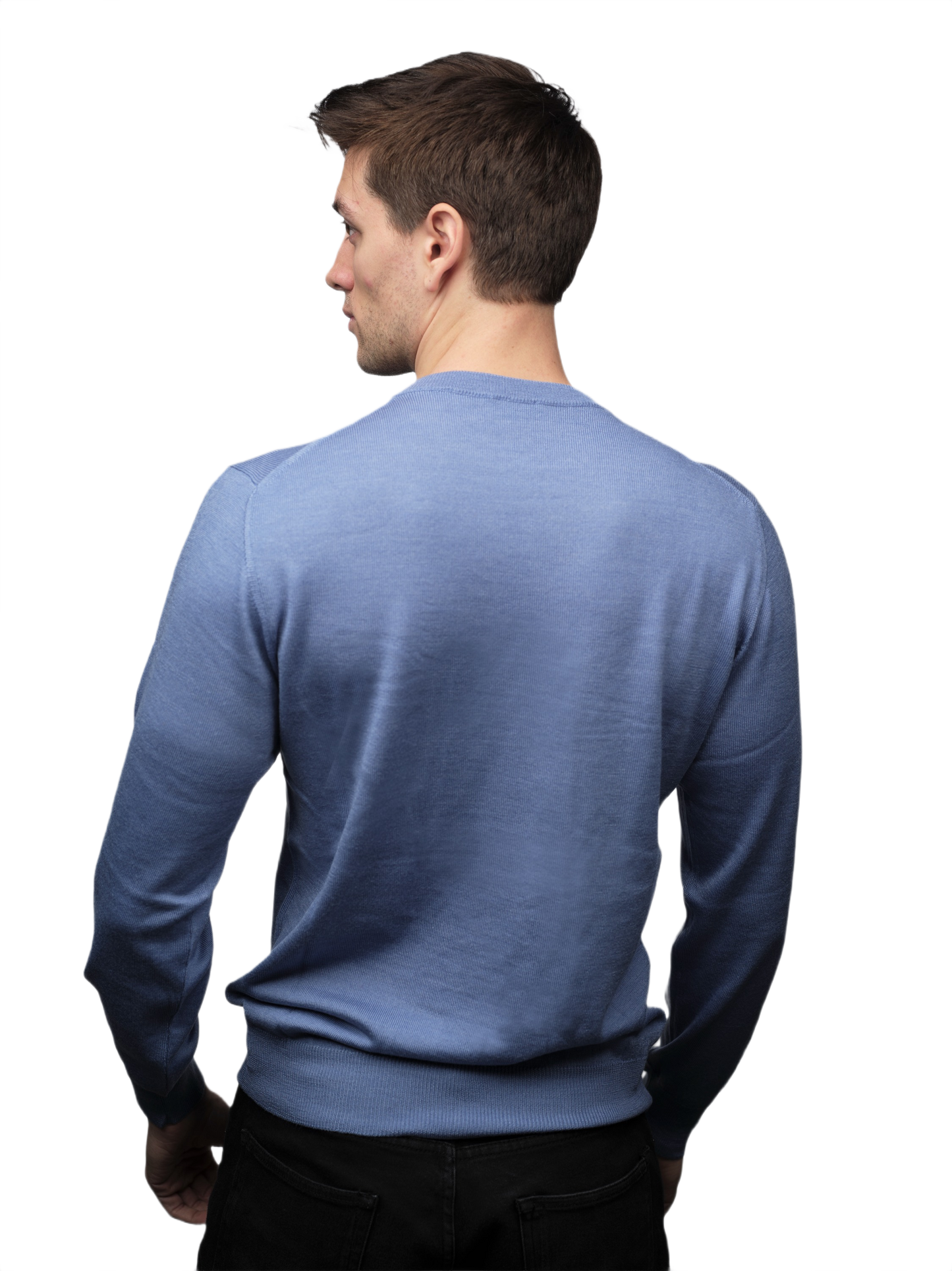 Men's Crew Neck Sweater in Cashmere, Silk and Extrafine Merino Wool Blend