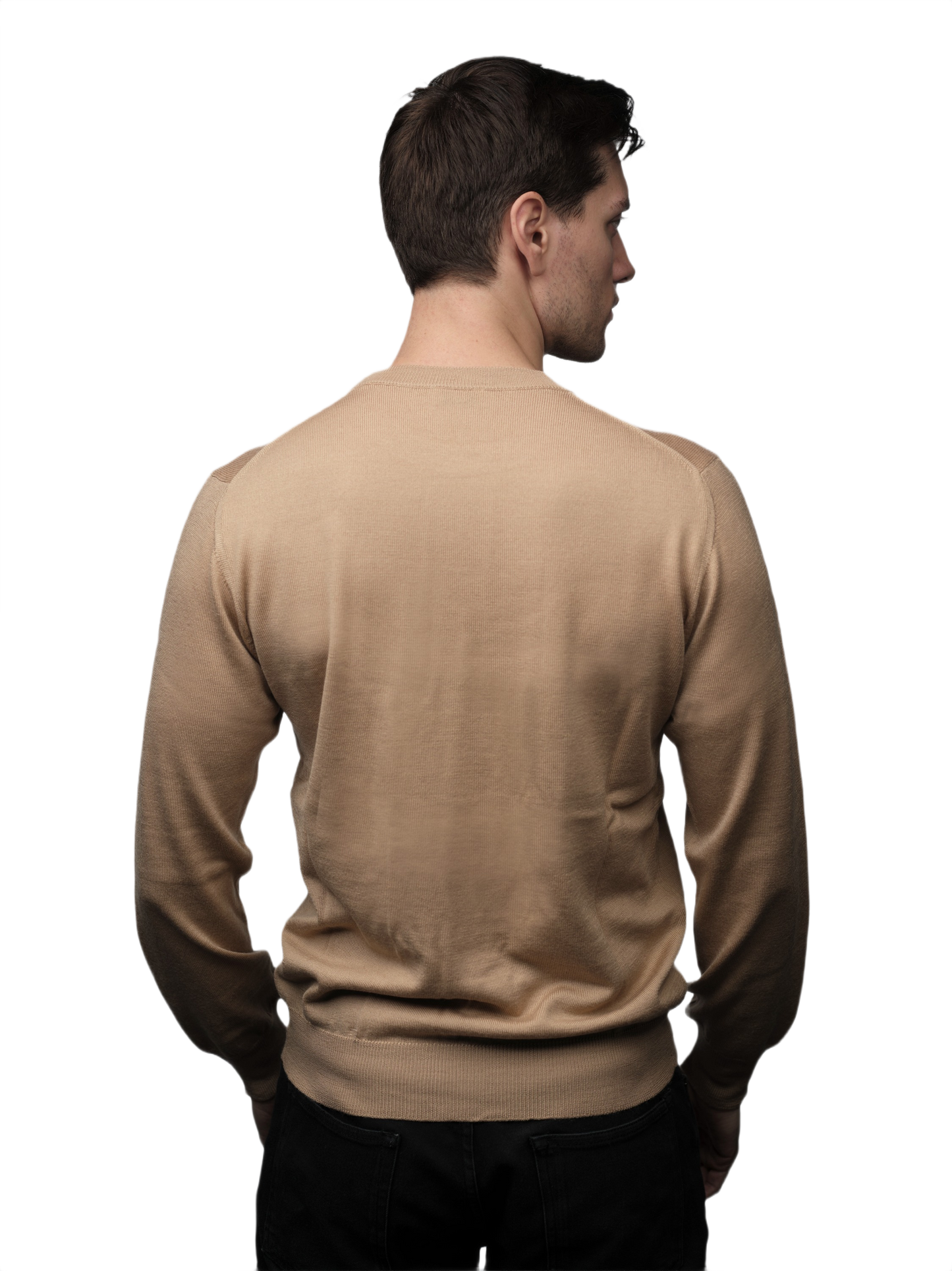 Men's Crew Neck Sweater in Cashmere, Silk and Extrafine Merino Wool Blend