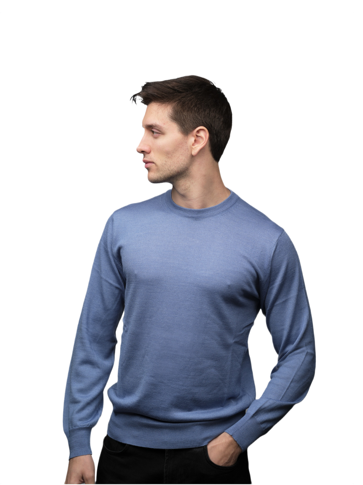 Maglia Uomo in misto Cashmere, Seta e Lana Merino Extrafine Girocollo