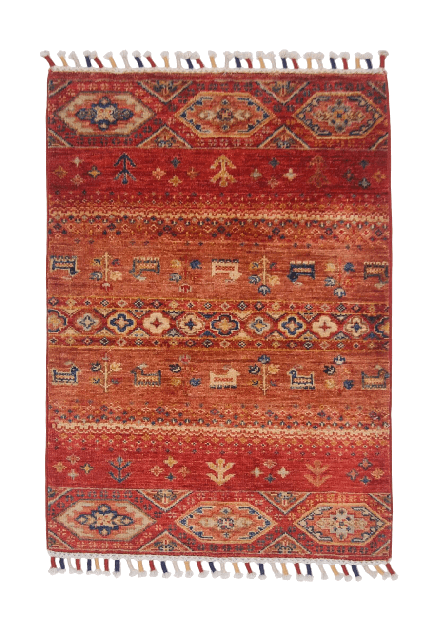 Afghan Khorjin-Gabbeh (2'00"x2'10") red/multicolor-0