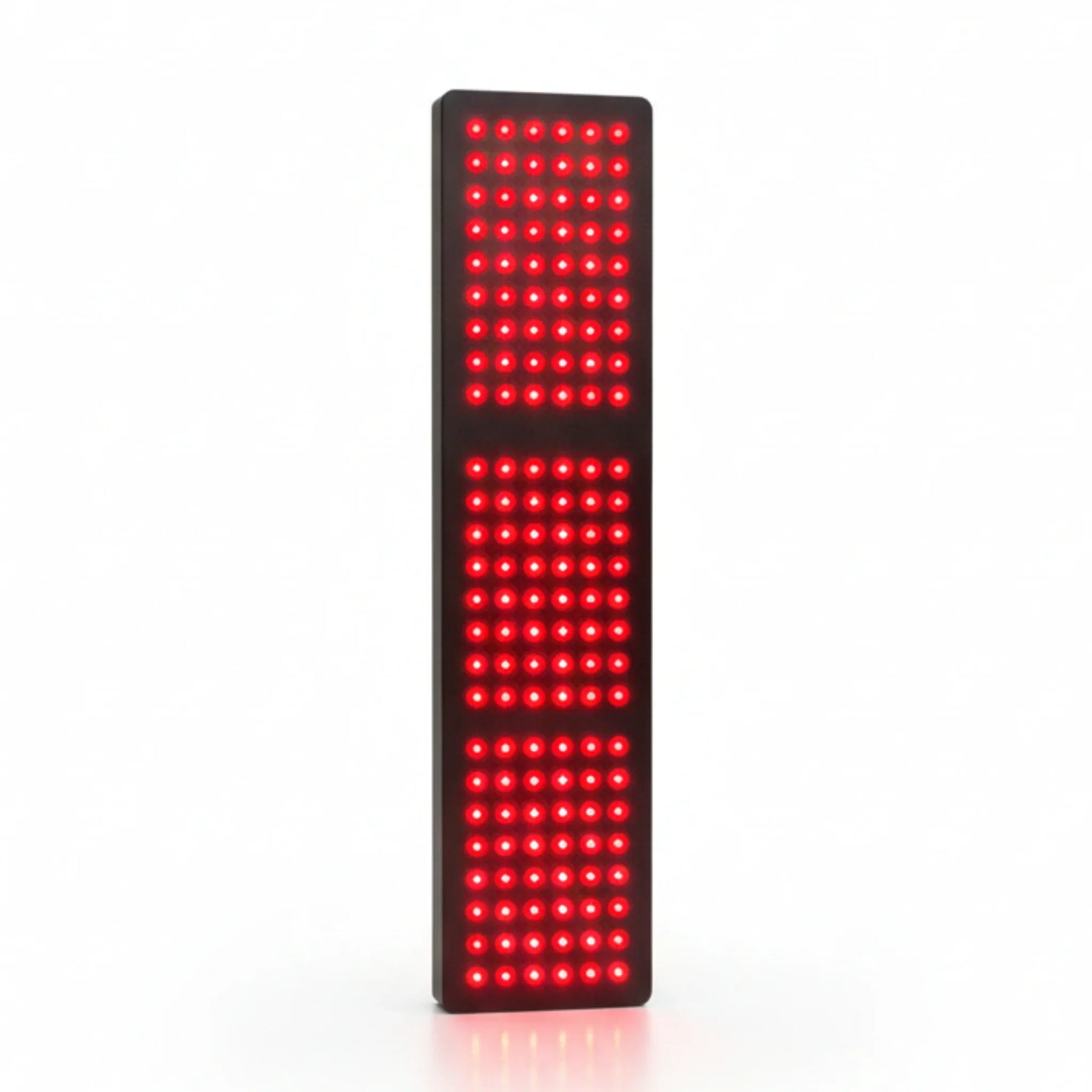 Red LED display board on a white background