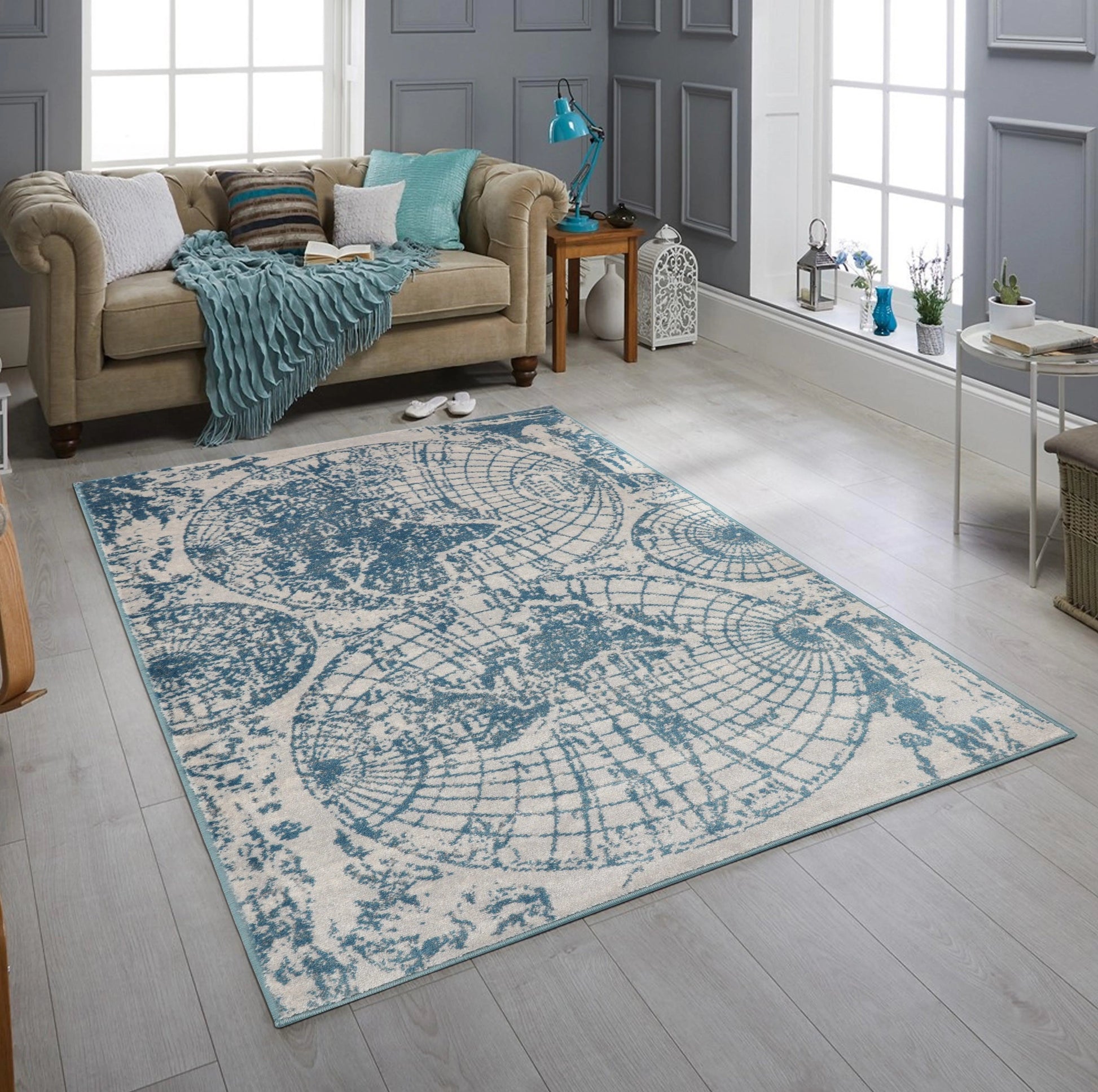 Multi Size Multi Color Machine Made Polypropylene Map Design Oriental Area Rug-6