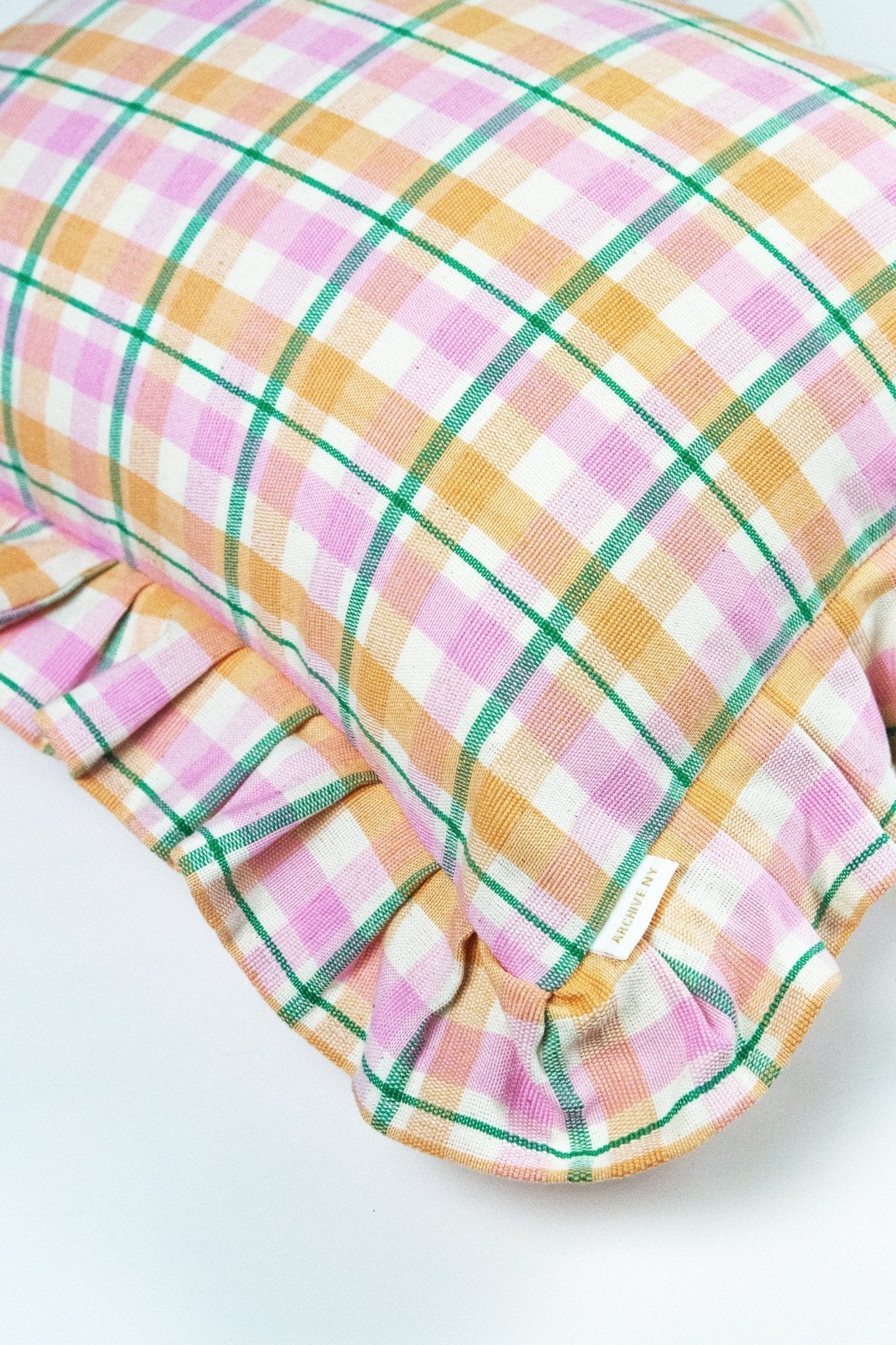 Marguerite Peach Plaid Pillow