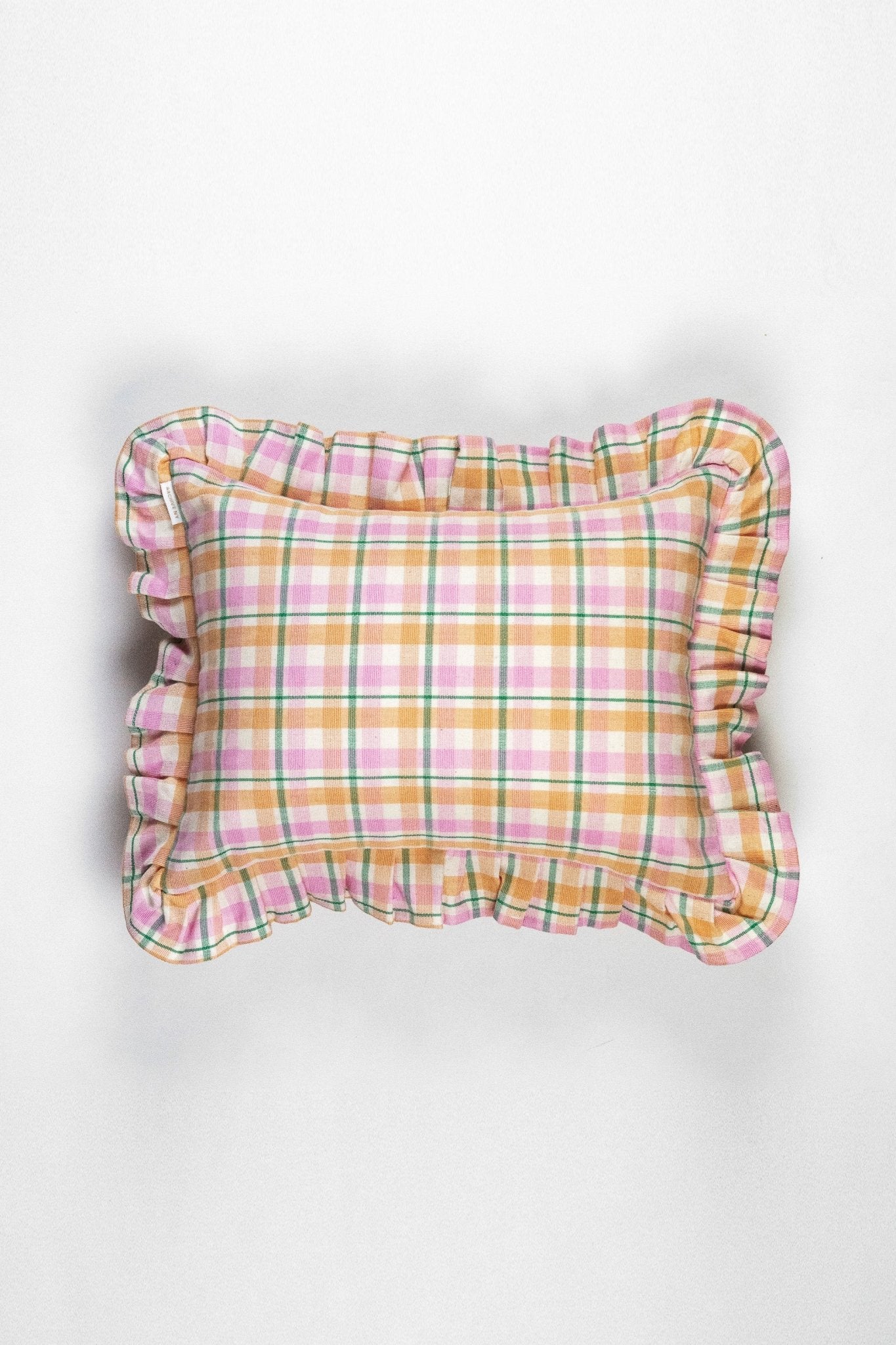 Marguerite Peach Plaid Pillow
