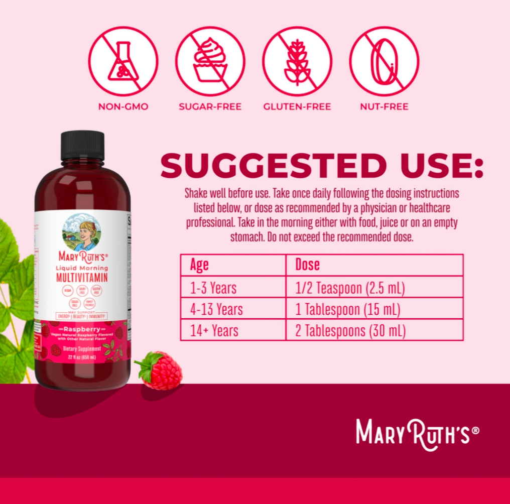 MaryRuth's Liquid Morning Multivitamin, Raspberry, 22 fl. oz., 2 pk.