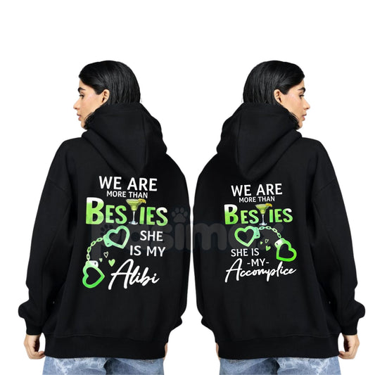 Matching Best Friend Hoodie – "We Are More Than Besties" Graphic Fleece Pullover, Casual Unisex Couple Gift