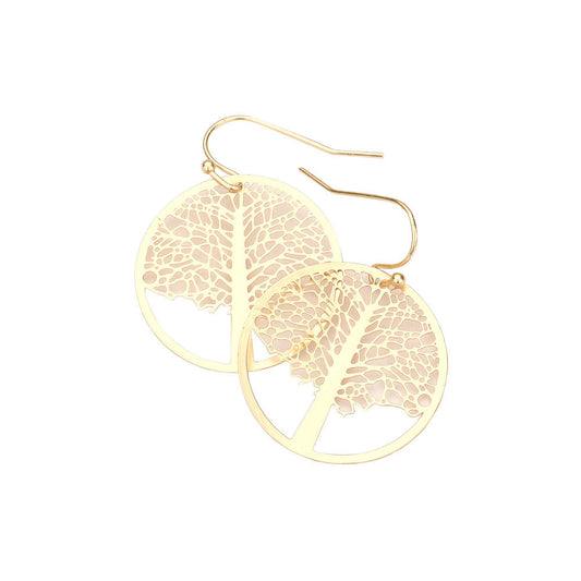 Brass Metal Tree of Life Dangle Earrings