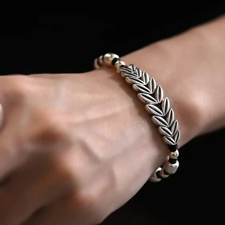 S999 Sterling Silver Handwoven Barley Bracelet