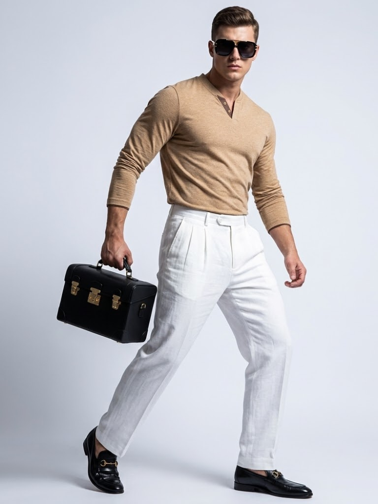 Men's Henley Long-Sleeve Polo MADISON New Collection Prêt-à-Porter BYMANYC ® New York-0