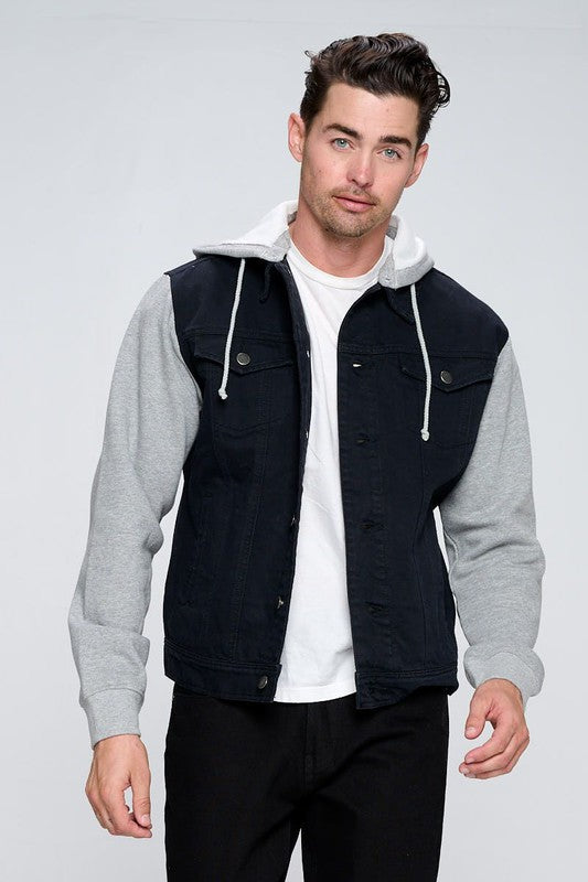 Throw on this classic men's denim jacket and layer it over your favorite hoodie for instant cool-guy vibes. Crafted from sturdy 10 oz cotton denim, it's built to last through countless adventures. The timeless black finish pairs with everything in your wardrobe, while the relaxed fit works perfectly over fleece for those chilly days. Available in sizes S through XL, this wardrobe staple delivers rugged style without the fuss.

Men's Denim Jacket with Fleece Hoodies