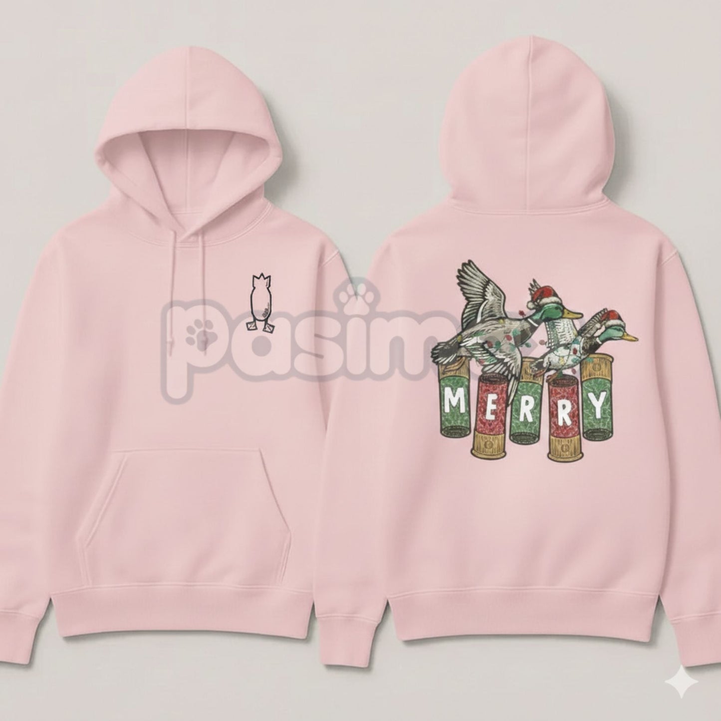 Merry Duck Hoodie – Funny Christmas Duck Graphic Pullover, Festive Holiday Humor Apparel, Unisex