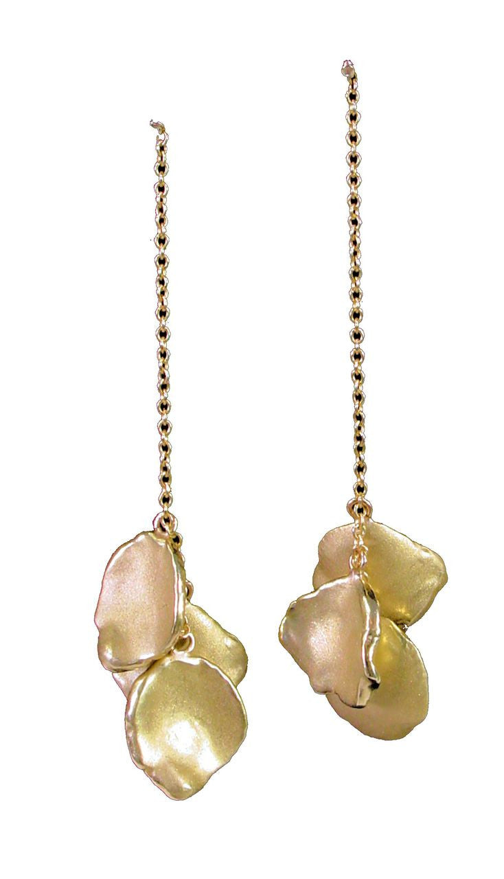 Metal Petals- Drop Earrings-18K Gold-5