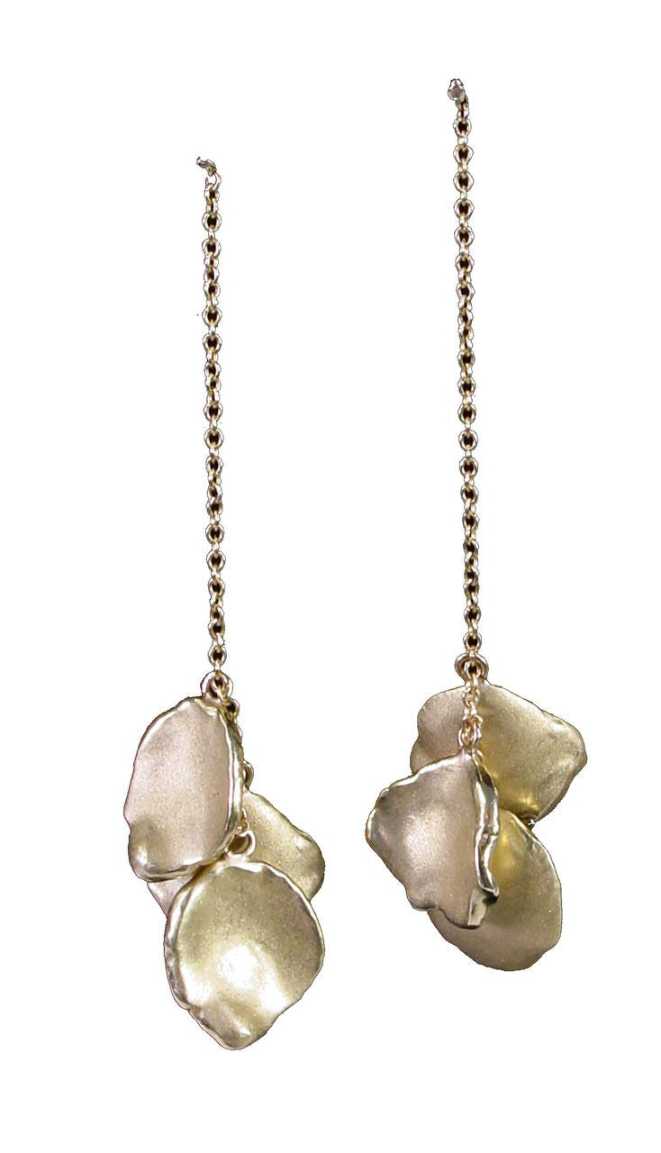 Metal Petals- Drop Earrings-18K Gold-7