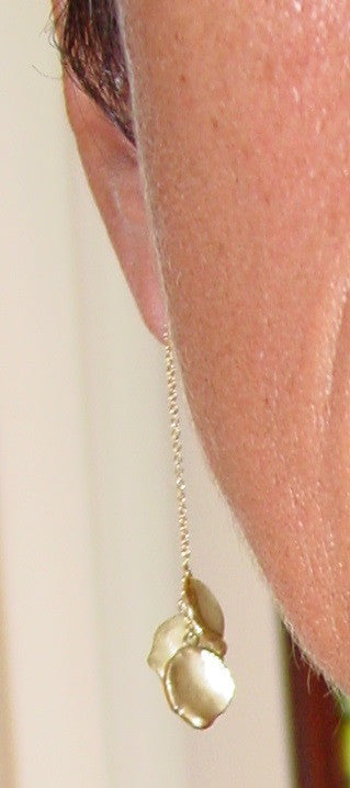 Metal Petals- Drop Earrings-18K Gold-4