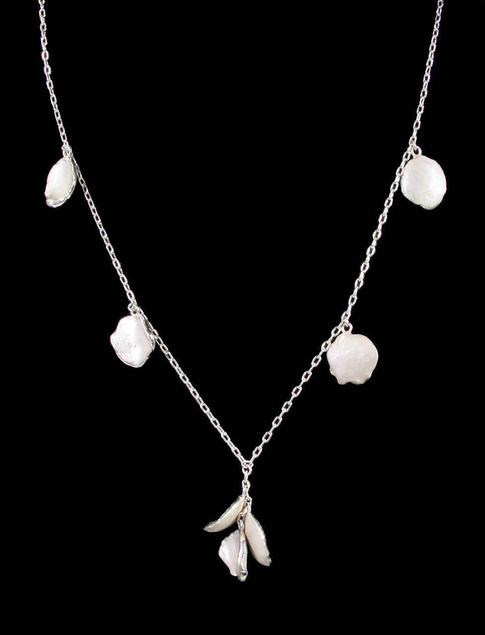 Metal Petals: 7 Petal Necklace-Sterling Silver with plate options-8