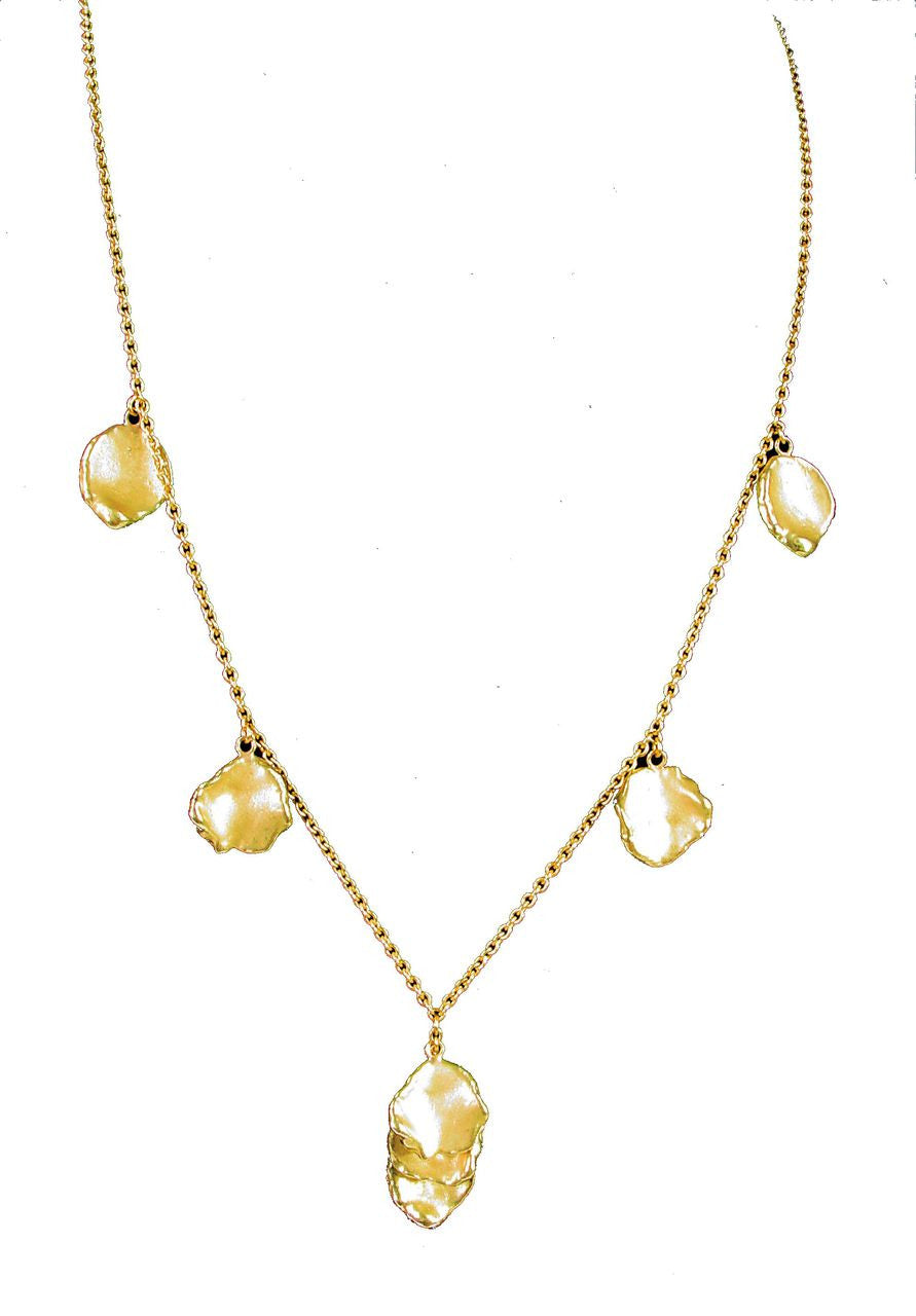 Metal Petals- Drop Earrings-18K Gold-12