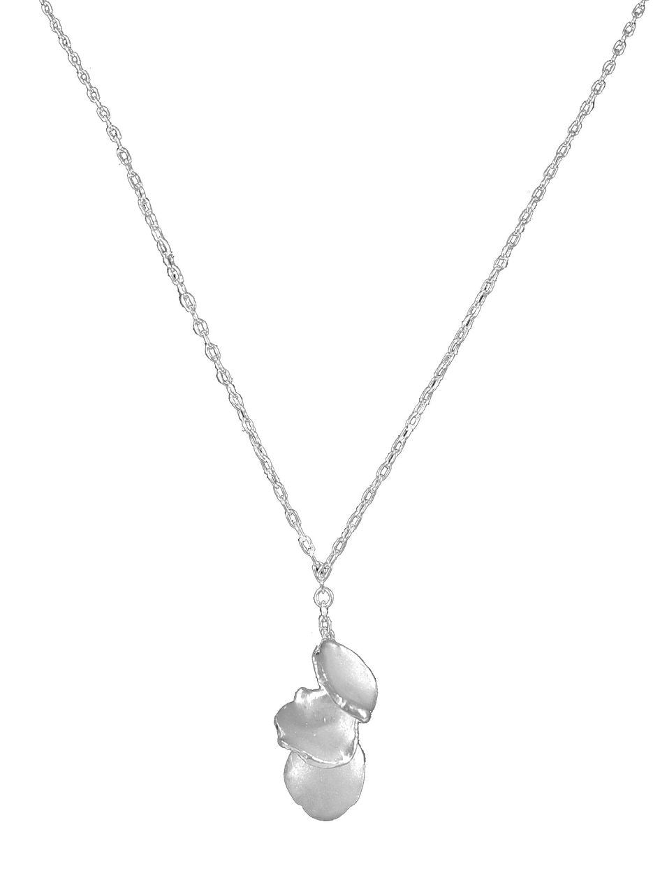 Metal Petals. 3 Petal Necklace-14K gold & diamonds-3