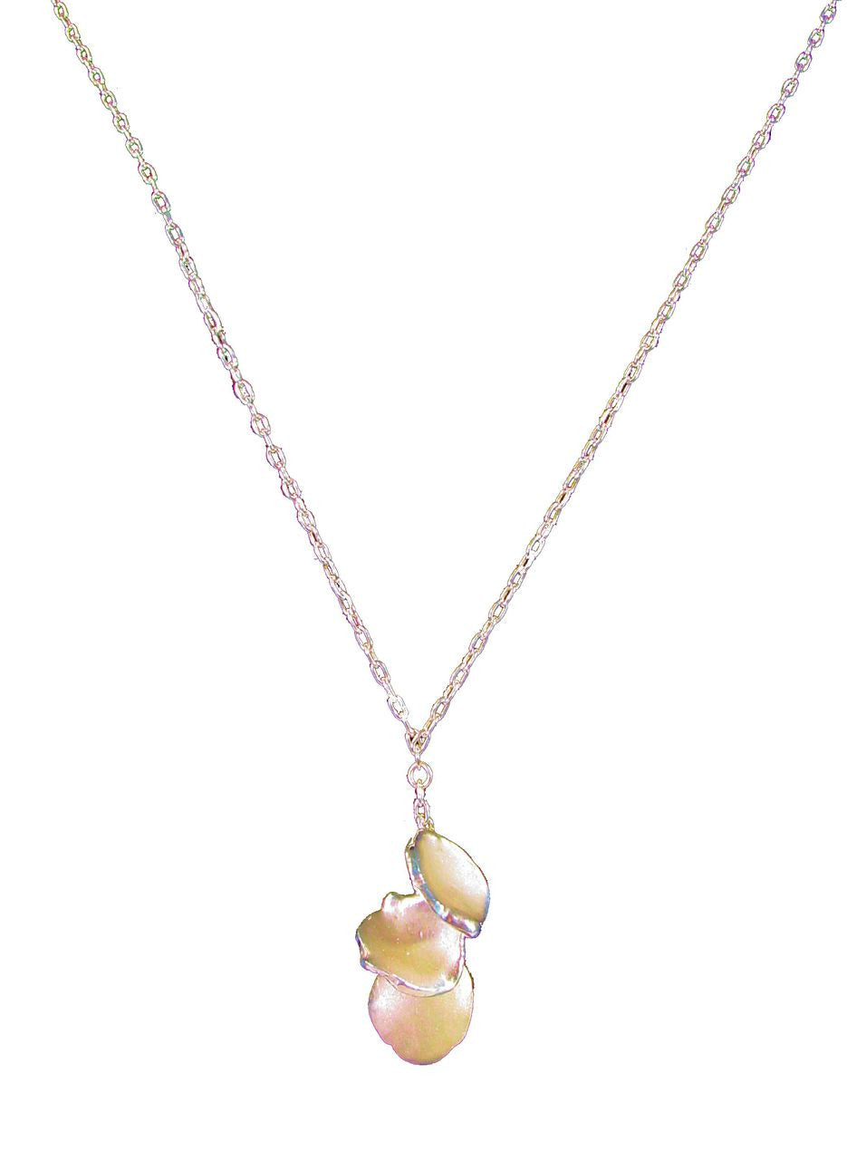 Metal Petals. 3 Petal Necklace-14K gold & diamonds-4