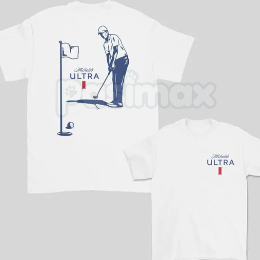 Michelob Ultra Golfing 2-Sided T-Shirt – Premium 100% Cotton Beer & Birdies Tee, Double-Sided Performance Style Golf Top, Soft Lived-In Heavyweight Men’s Gift, Made in USA