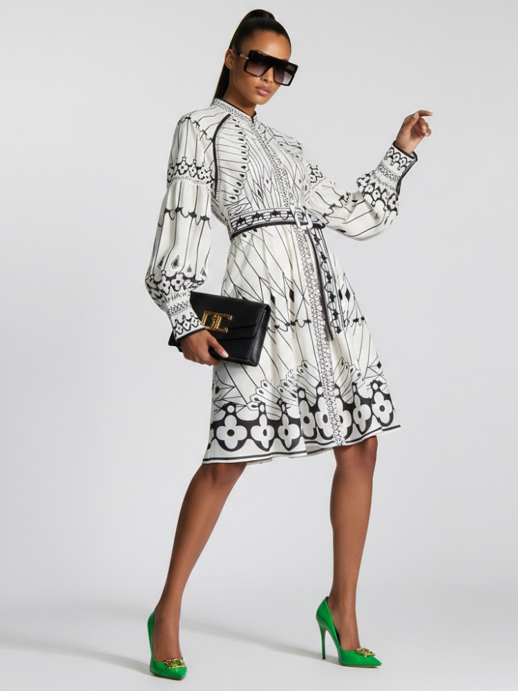 Midi Dress New Collection BYMANYC ® New York • Butterfly Geometric Print-0