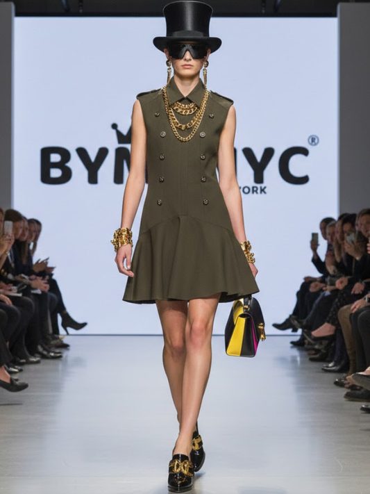 Military-Chic Peplum Dress • CHELSEA New Collection BYMANYC ® New York-0
