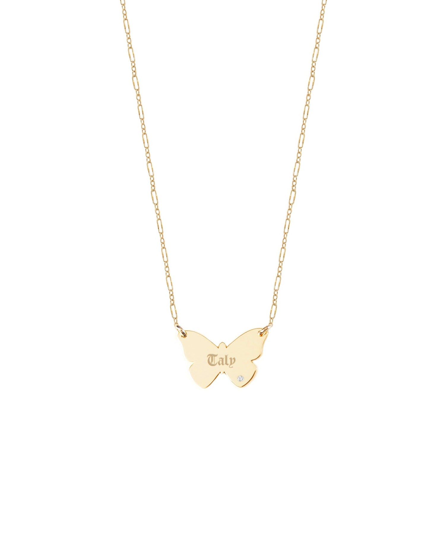 Personalized Diamond Butterfly Necklace