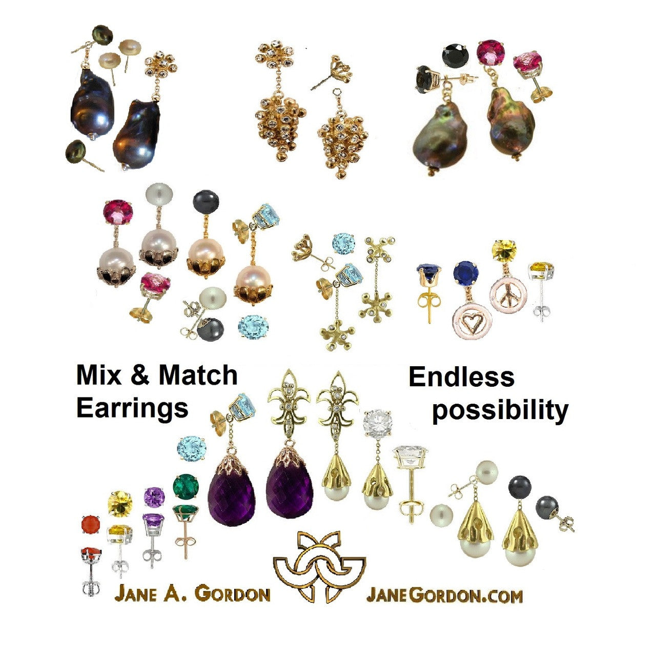 Jumbo Baroque Chinese Freshwater Grey Black Pearl Earrings-One of a kind-006-6