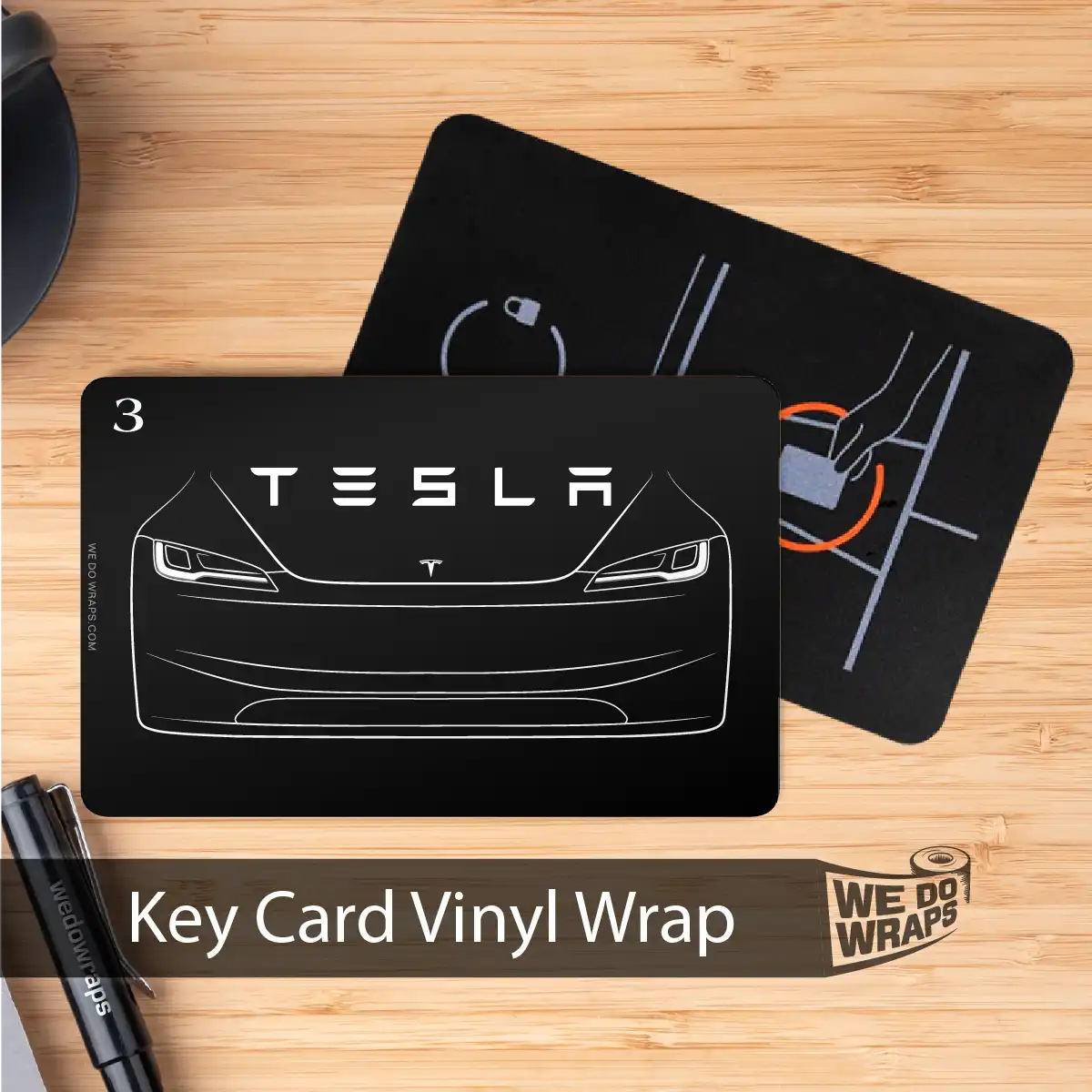 2024 Model 3 "Highland" Front Outline | NFC Key Card Wrap