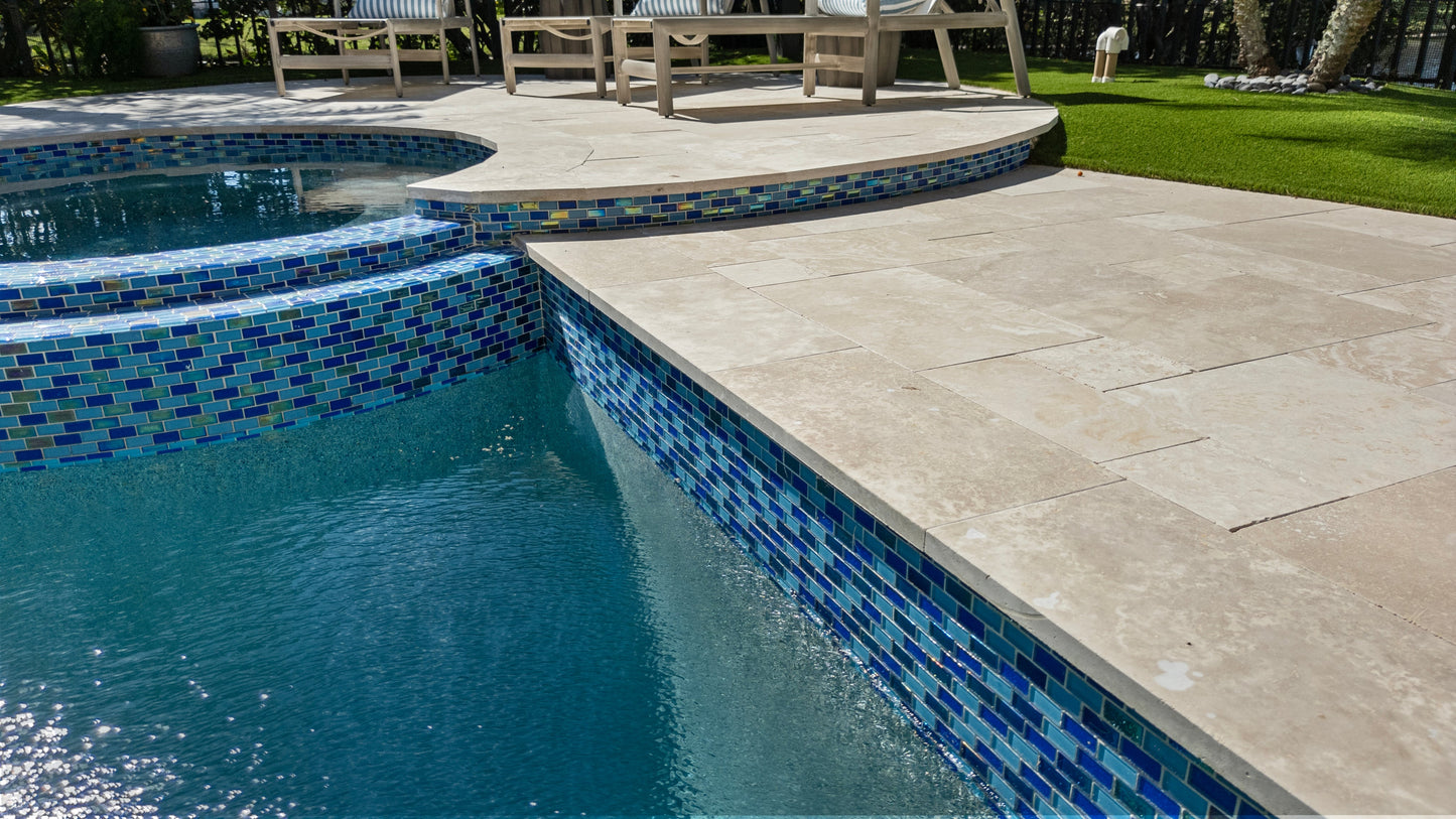 Ivory Moderno Travertine Filled and Tumbled Pavers