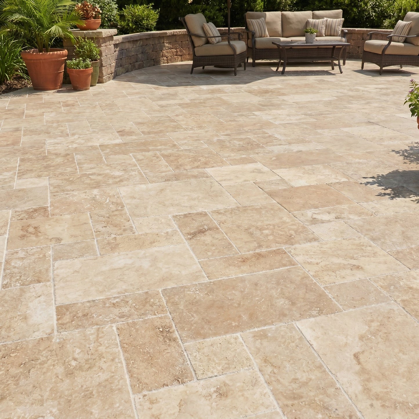Ivory Moderno Travertine Filled and Tumbled Pavers