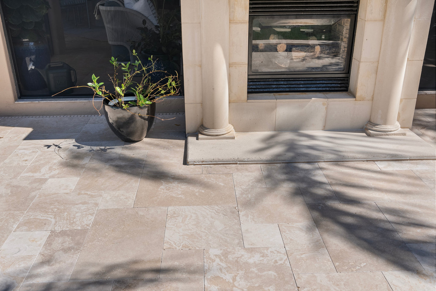 Ivory Moderno Travertine Filled and Tumbled Pavers